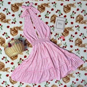 Pink Gingham Halter Sundress Woman’s M